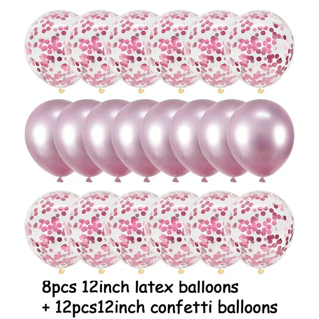 20Pcs Rose Gold Balloon Set Confetti Metallic Balloons Birthday Party Wedding Decoration Anniversary Globals Baby Shower Balloon 20pcs pink set