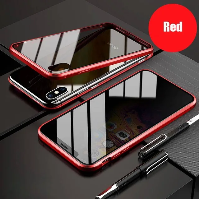 Магнитный чехол для samsung S10 S9 S8 Note 10 для huawei P20 P30 Pro Redmi Note 7 для iPhone 11 Pro Max X XR XS Max 7 8 6 - Цвет: Red
