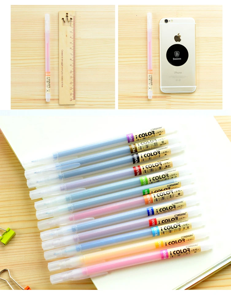 12 цветов ручки для рисования маркер гелевая ручка Набор Kawaii офисные школьные принадлежности милые ручки канцелярские акварельные ручки 04103