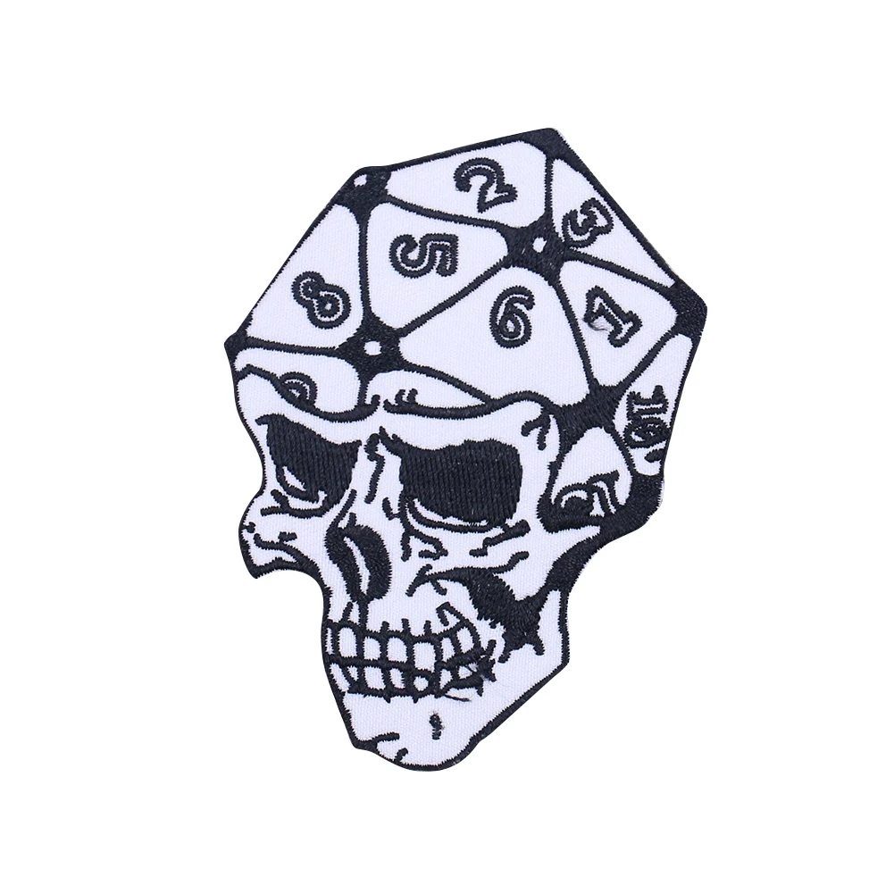1PC Creative Dice Skull Patch Embroidery Applique for Punk Clothes Iron on Transfer Clothing Accessories Sew Fabric Badge | Дом и сад