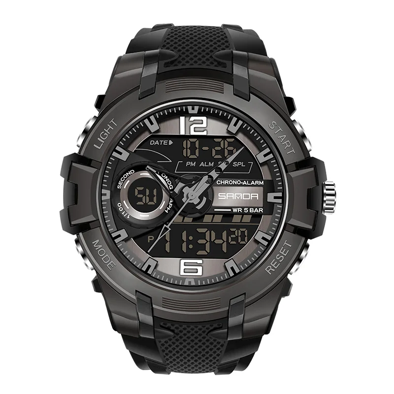 SANDA Top Brand Dual Display Wrist Watch Men Watches Sports Wristwatch For Man Military Clock Outdoor 5ATM Waterproof Hour 