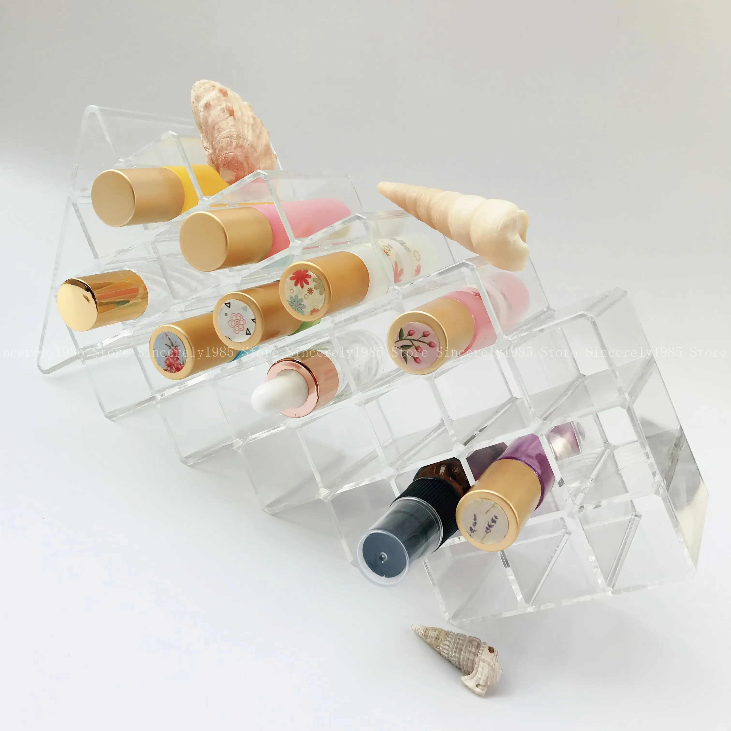 28 Hole Lipstick Holder Cosmetic Storage Box Essential Oil Bottle Storage Display Stand Transparent Acrylic Storage Box bathroom desktop organizer stainless steel and acrylic double layer storage tray jewelry plate sundry rack lipstick holder gift