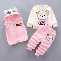 Ensemble de vêtements pour bébés garçons et filles, polaire Tricken, vêtements d'extérieur à capuche, hauts et pantalons, tenues 3 pièces, Costume chaud pour enfants en bas âge 5