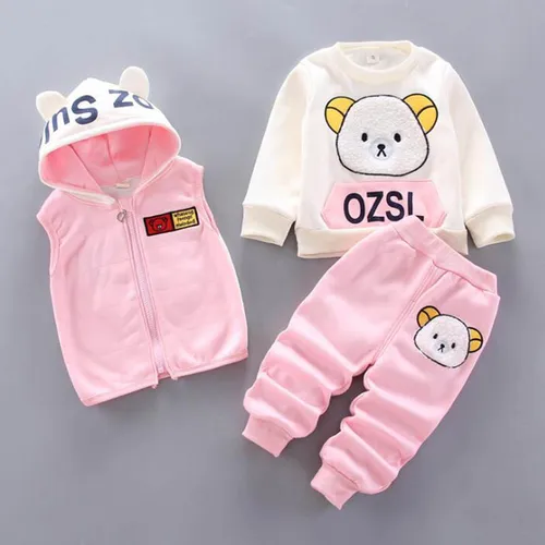 Tricken Fleece 아동 후드 겉옷 상의 바지 세트, 따뜻한 의상 슈트, 남아 및 여아 의류, 3 피스 5