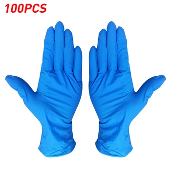 

100 Pcs Disposable Nitrile Gloves Blue Slip Resistant Powder Latex Free