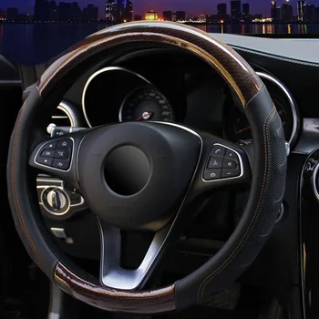 

3D Carbon Fiber High Light Splice Leather Soccer Pattern Willow Patterned Massage Car Steering Wheel Cover 37-38cm Universal