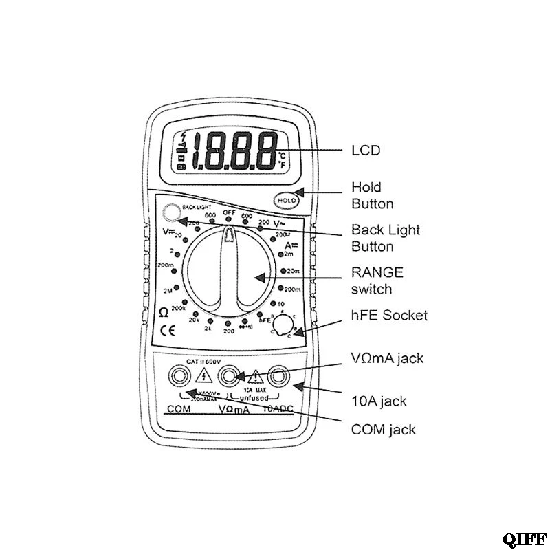 DT830L ЖК-цифровой мультиметр с ЖК-подсветкой AC/DC Амперметр Вольтметр Ом тестер метр мультиметр
