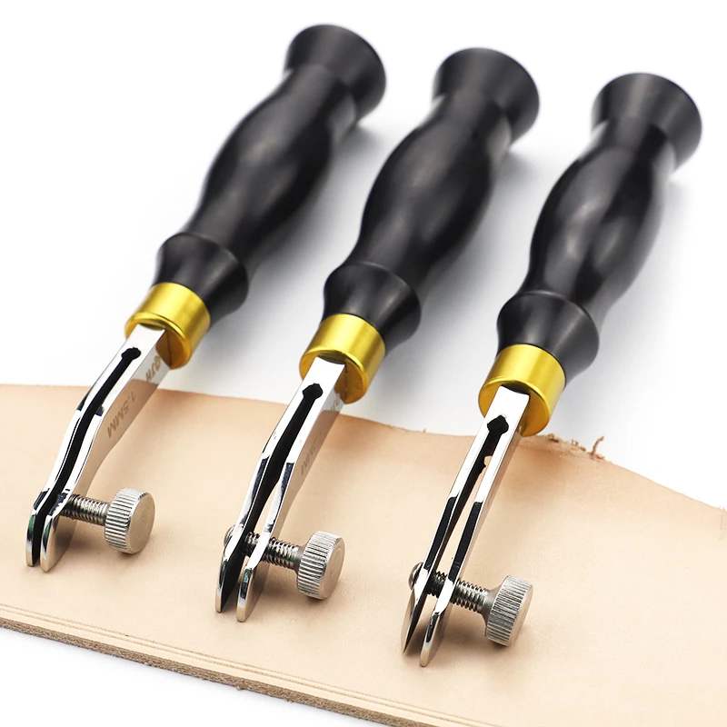 Ebony Handle Adjustable Stainless Steel Creaser Press Sideline Edge Ebony Handle Leather Craft Tool DIY 0.5/1.2/1.5mm Craft Tool