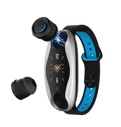 Silver Talk band fitness bracelet Bluetooth 5.0 wireless headset blood pressure watch activity tracker smart wristband talkband PK B5 - Color: Silver