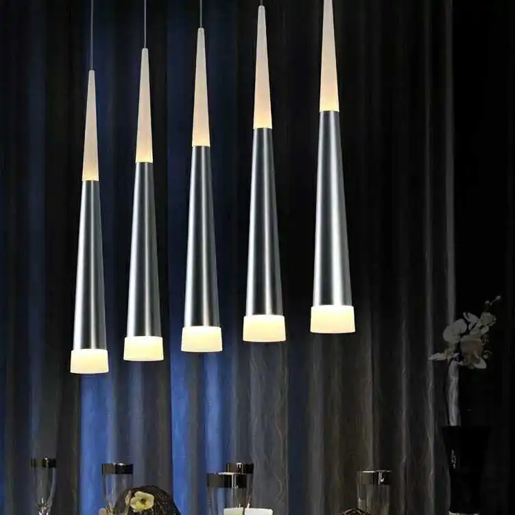 

3/5/6/9/12/16 Heads Led Cone Hanging Lamp 5W Creative Bar Pendant Light Gold Silver Pendant Lamp For Kitchen Dining Room
