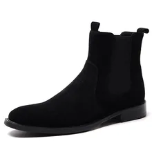 Fashion Chelsea Boots Men Genuine Leather High Quality Cow Leather Suede Boots Luxury Designer Work Black Ankle Boots Fashion Chelsea Boots Men Genuine Leather High Quality Cow Leather Suede Boots Luxury Designer Work Black Ankle Boots