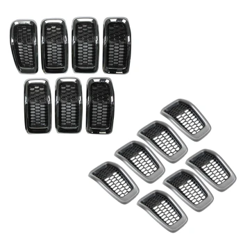 

Mesh Grille for Jeep Cherokee 2014-2018Grid Guard Inserts Molding Trim Cover High Quality ABS Kit Replacement Car Styling