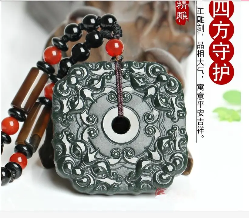 

Природа бутылка зеленый нефрит Carven Amulet 4 зверя счастливая подвеска ожерелье талисман
