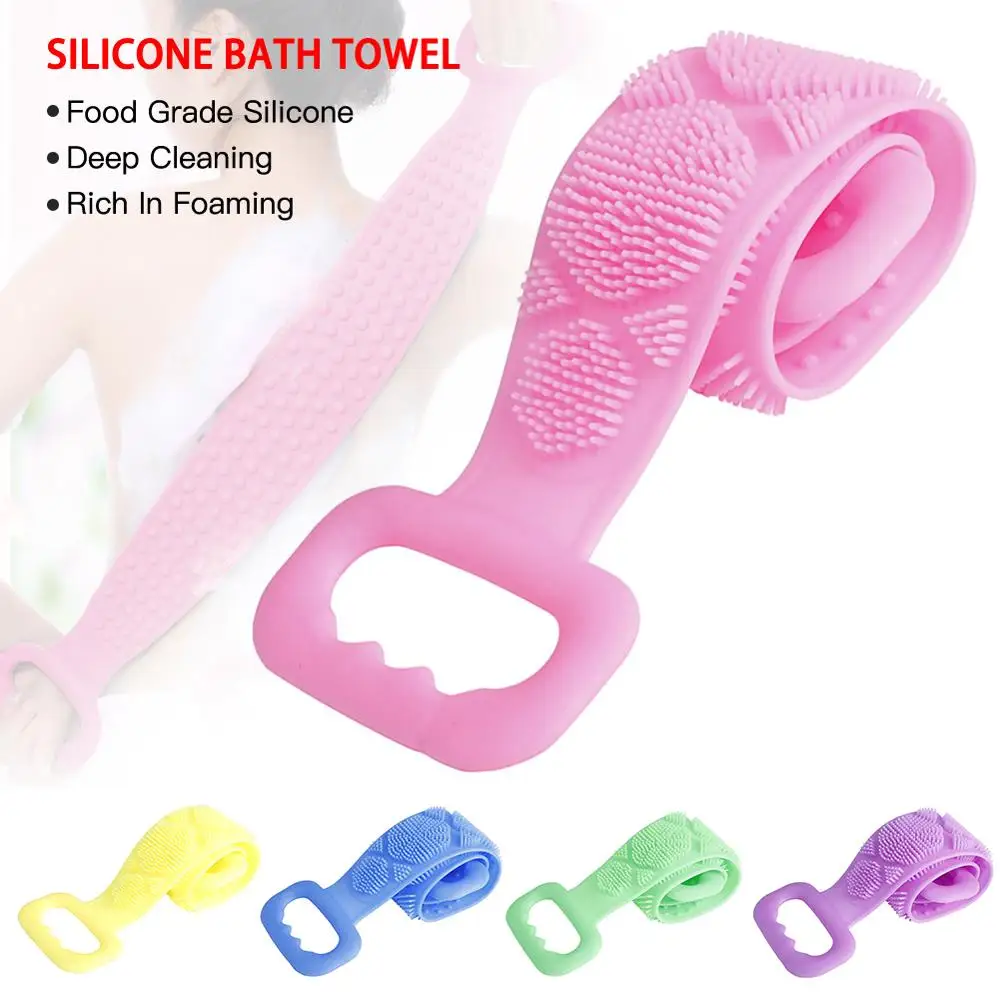 Silicone Brushes Bath Towels Scrubber Bath Long Rubbing Back Mud