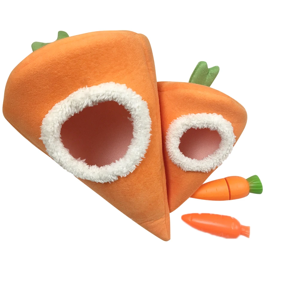Small Animals Kennel Hamster Nest Carrot Shape Velvet Warm Bed Pet Cushion Hedgehog House Sleeping Bag|Клетки| |