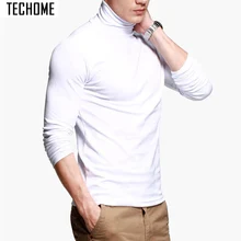 Новинка, Мужской пуловер с высоким воротом, вязаный, длинный рукав, хлопок, высокий ворот, водолазка, стрейч, тонкая, базовая футболка, топы, Col haut Cuello a