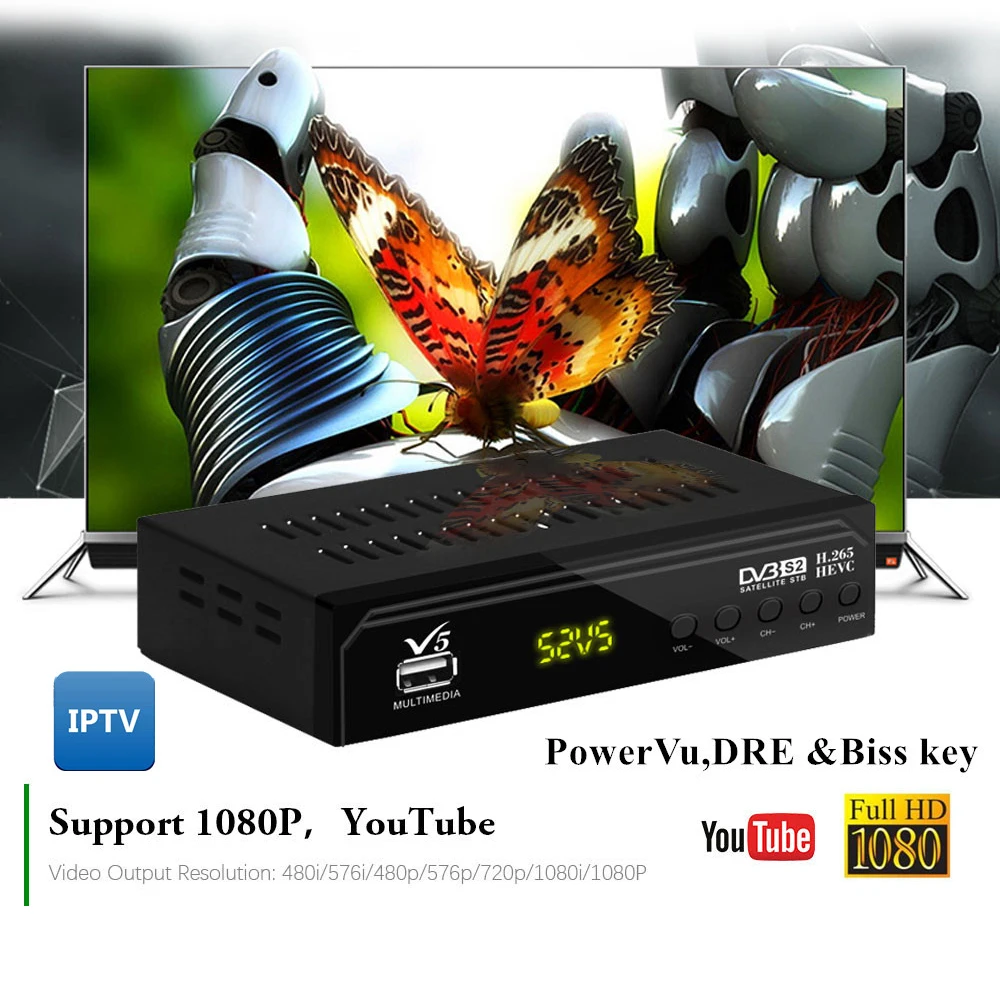 HDTV V5 Цифровой H.265 DVB S2 спутниковый приемник с поддержкой IPTV IKS Cccam приемник Full HD 1080P Dolby AC3 EPG USB wifi приемник