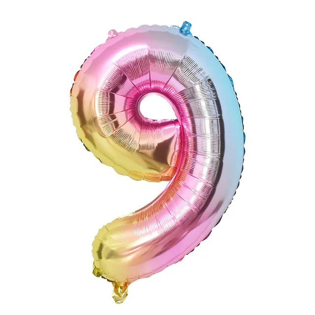 1Set Rainbow Unicorn Balloon 32 inch Number Foil Balloons 1st Kids Unicorn Theme Birthday Party Decorations Baby Shower Globos 32inch 9