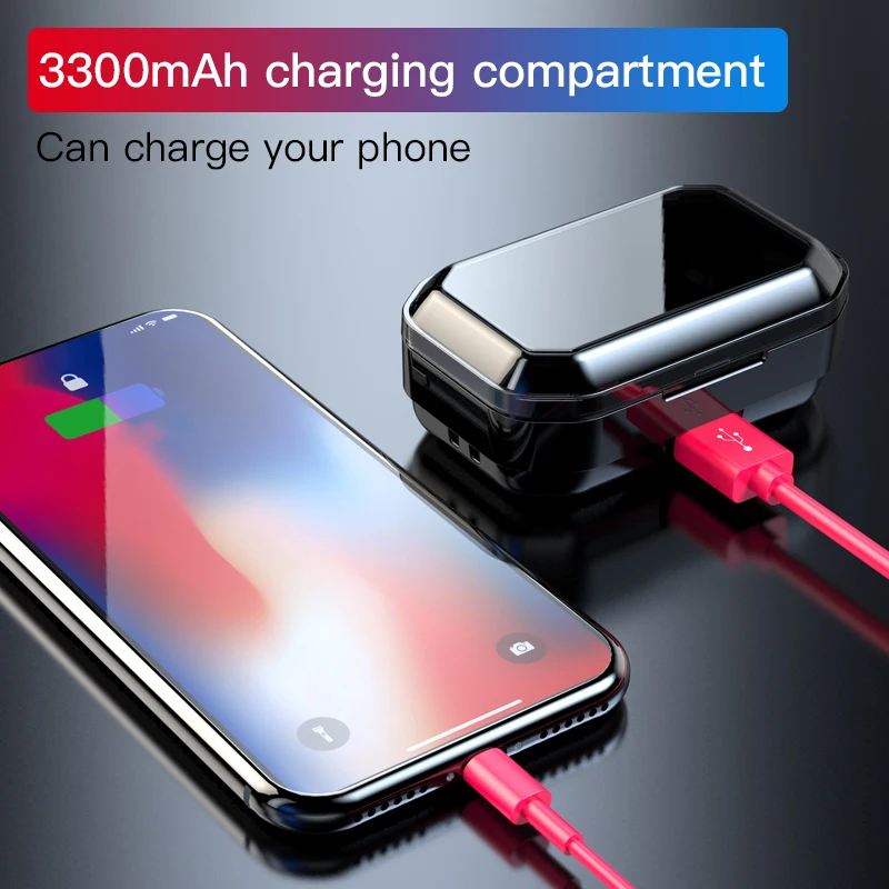 5.0 Bluetooth 9D Stereo Headset Wireless Headset Waterproof Headset 50 minutes Charging 3300mAh LED Smart Mobile Phone Holder 5.0 Bluetooth 9D Stereo Headset Wireless Headset Waterproof Headset 50 minutes Charging 3300mAh LED Smart Mobile Phone Holder