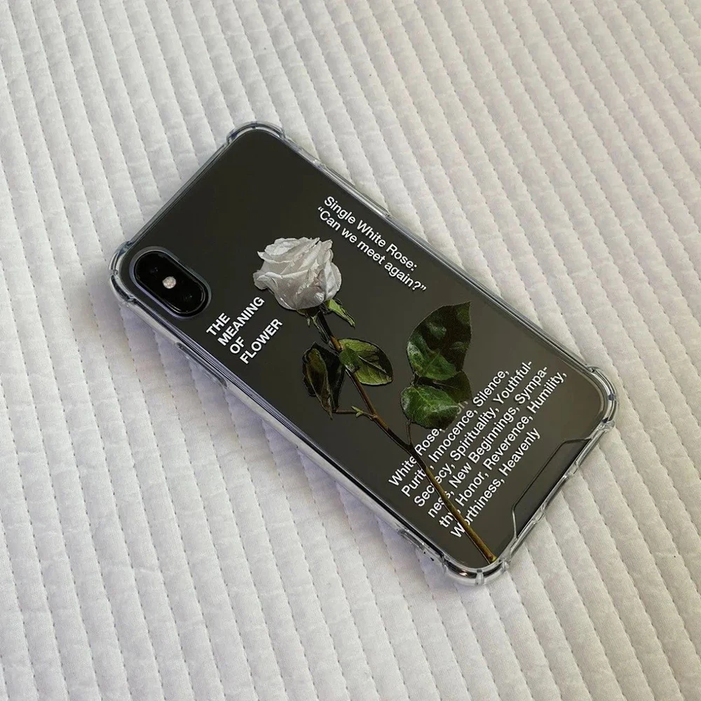 Graceful White Rose Transparent Soft TPU Phone Case Cover