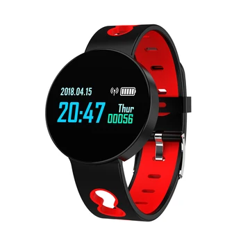 

Hot TTKK Smart Watch with Heart Rate Monitor Sleep Blood Pressure Tracker Watch Peeter for Android/IOS Black + Red Strap