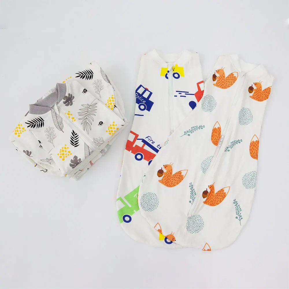 2in1 Multifunctional Sleeping Bag For Newborn 100% Cotton Cute Print Baby Blanket Soft 0-6M Baby Swaddle Sack Aircondition 4