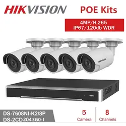 8 каналов Hikvision POE NVR комплекты видеонаблюдения с 4MP ip-камерой Netwerk безопасности ночного видения CCTV системы безопасности наборы