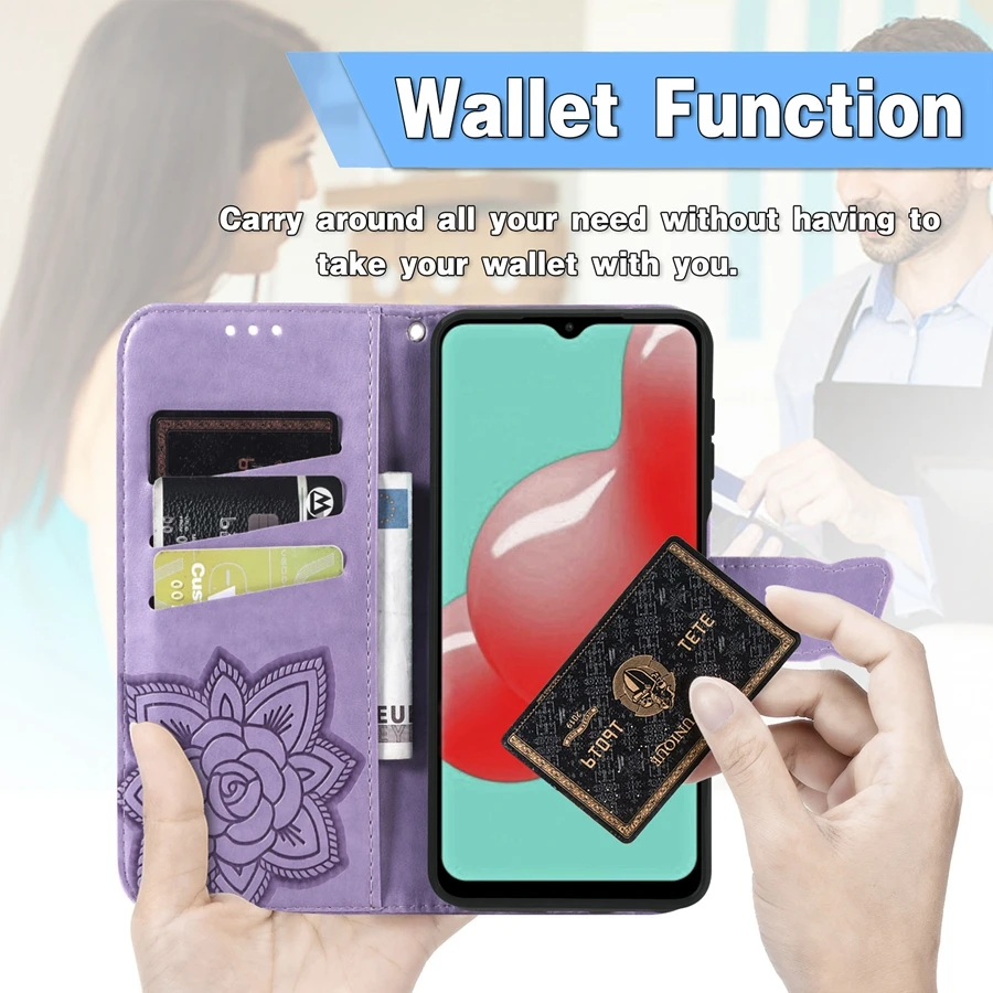 Wallet Leather Butterfly Case For Samsung Galaxy A03 A12 A13 A23 A32 A50 A51 A52 A53 A71 A72 A73 S22 S21 S20 Plus Ultra FE S10 galaxy s22+ clear case