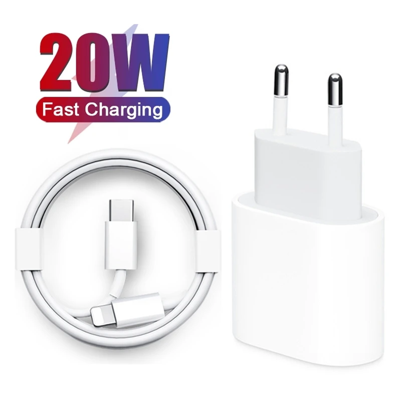 20W USB-C Output PD Fast Charger for iPhone 11 12 Pro XS Max X XR 8 Plus iPad Charging EU/US Power Adapter USB Cable | Мобильные