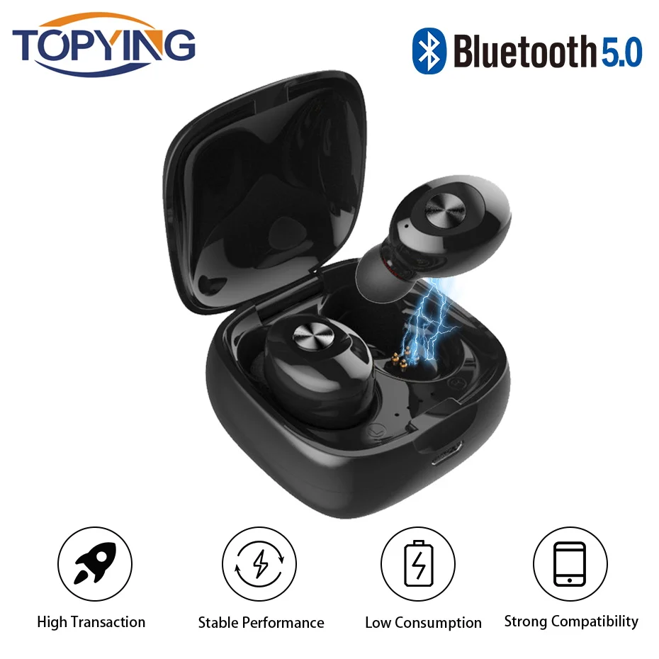 

TWS 5.0 Bluetooth Wireless Earphone Stereo life Waterproof Sport Headset with dual Mic for iphone huawei xiaomi smartphone