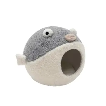 

1 Pc Pet Bed Puffer Fish Shape Durable Soft Pet Plush Bed Pet Warm House Teddy Bed for Four Seasons Home