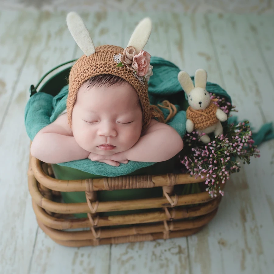 Wood Newborn Photo Prop Baby Basket Vintage Newborn Photography Posing Nest #P2205