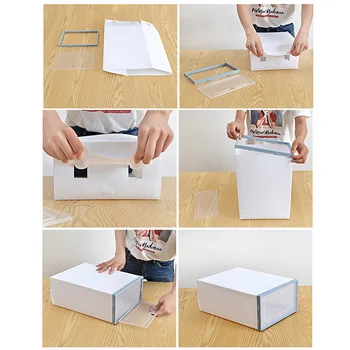 

6 Pcs Transparent Shoe Box Flip Design Plastic Storage Case Organizer Dustproof for Home C66
