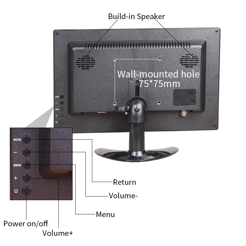  12 inch hd small mini portable monitor pc ips 1080P LCD Display gaming Monitor HDMI VGA USB BNC AV 