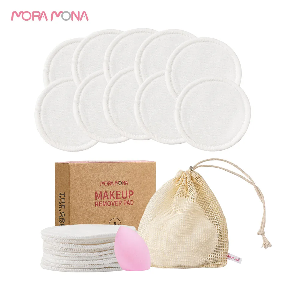 

Mora Mona 2 Layers Reusable Bamboo Cotton Washable Makeup Remover Pad 10 Pcs/Pack