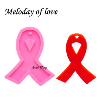 

Shiny Cancer ribbon Clay DIY molds epoxy resin Mold Ribbon bow silicone mold for key chain glossy finish DY0107