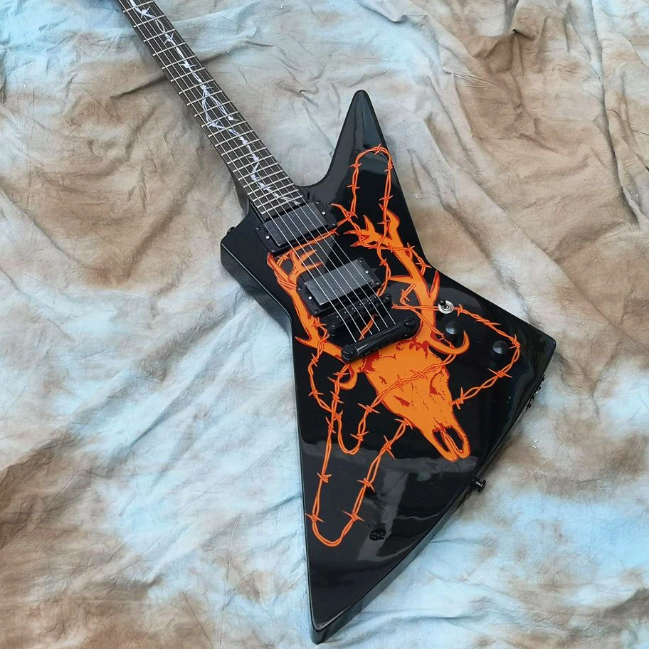 Guitarra Eléctrica con de ganso, cuerdas, James Hetfield Metallica Woodburn Elk Skull MX 250 Black Explorer, venta limitado|Guitarra| - AliExpress