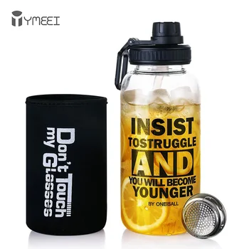 

YMEEI 600ML Portable Glass Water Bottle With Straw Outdoor Sports Water Bottle Fashion Glass Bottles Heat resistant Drinkware