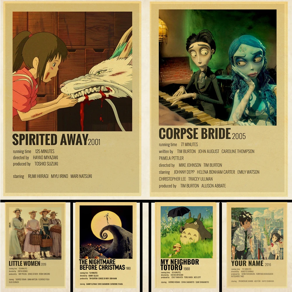 Classic Movie series Retro Poster Hayao Miyazaki THE SHINING Kraft Paper Poster Decoration Bar Cafe Bedroom Living Room