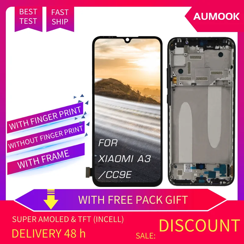 

GRADE NEW For xiaomi Mi A3 LCD Display Digitizer Touch Screen Assembly for Xiaomi Mi A3 cc9e display Panel TouchReplacements