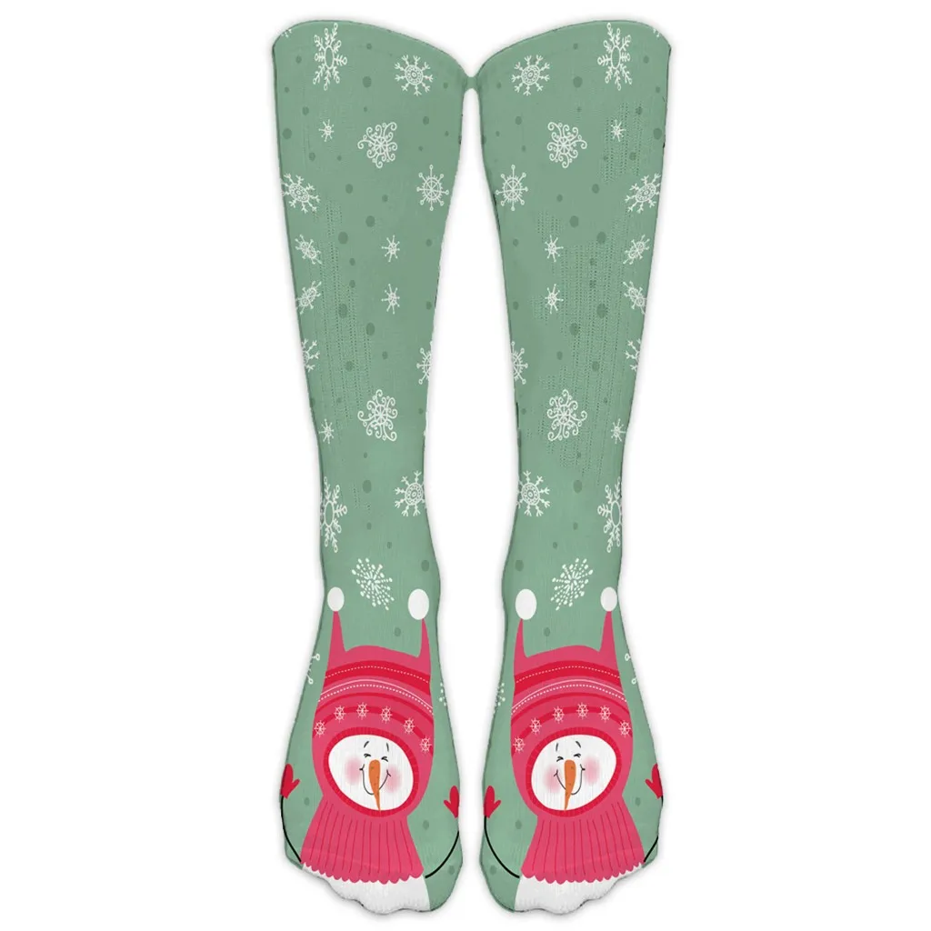 JAYCOSIN Women Clothes Socks Work Business Socks Casual 3D Christmas Santa Elk Print Anti Slip Long Sports Socks Winter 1007