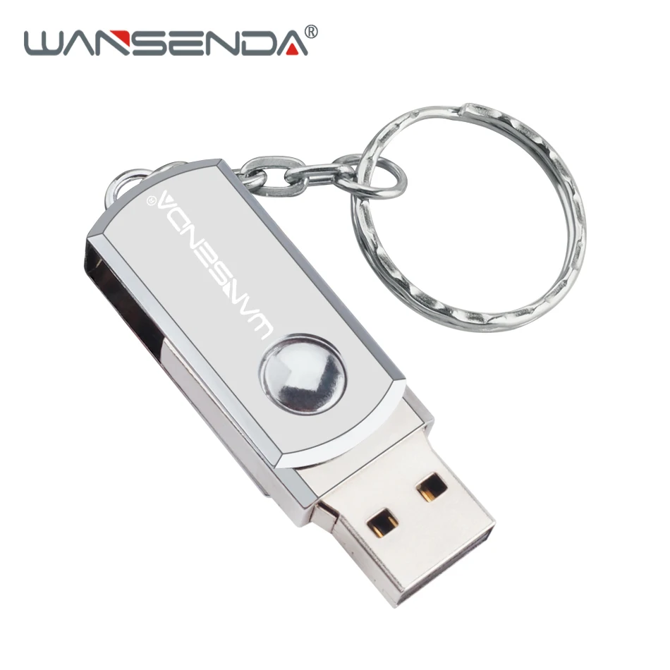 Горячая WANSENDA металлический USB флеш-накопитель, Вращающаяся ручка, 64 ГБ, 32 ГБ, 16 ГБ, 8 ГБ, брелок, флешка, USB 2,0, карта памяти