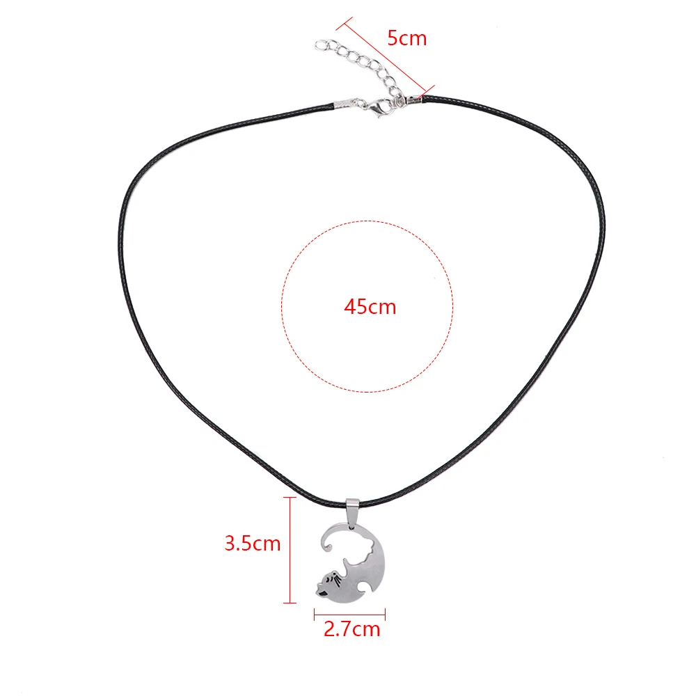2 шт./компл. модные Винтаж, ювелирное изделие для пары, Цепочки и ожерелья s черный, белый цвет пара Цепочки и ожерелья Инь вывода Цепочки и ожерелья с изображением животных, котов Кулоны из нержавеющей стали