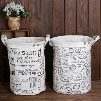 

1 pcs Vertical Tube-Shaped Cotton and Linen Sundries Storage Barrel Cover cloth Buggy Bag Laundry Bucket Storage Basket Portable