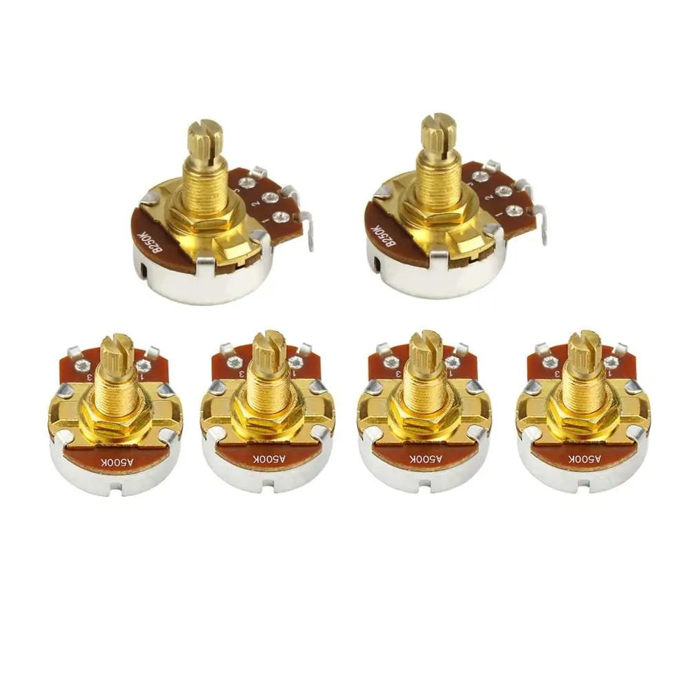 Pack of 4pcs A500k + 2pcs B250k Long Shaft Guitar Potentiometer Gold | Спорт и развлечения