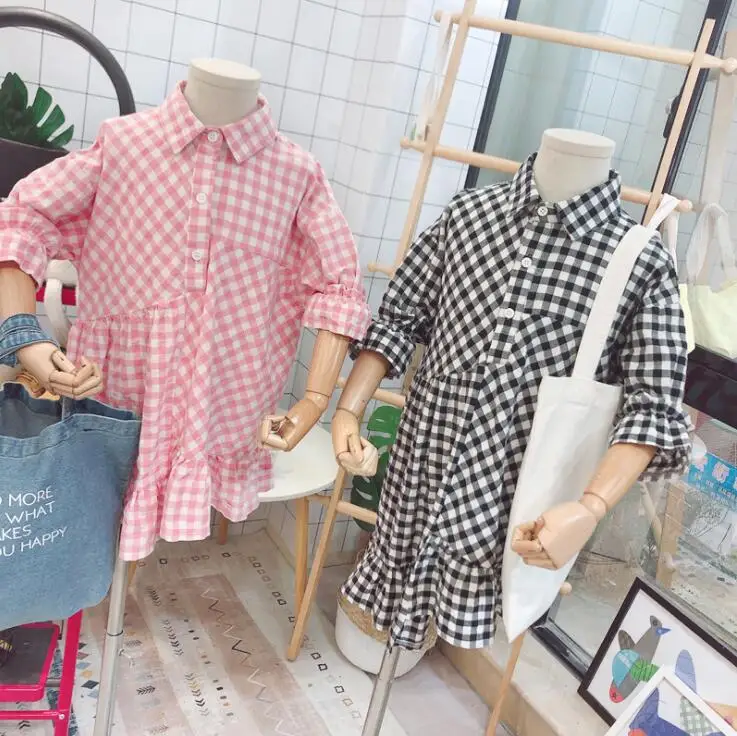 Новое клетчатое платье с оборками для девочек, модные хлопковые весенние платья для девочек 3-8 лет, PO38