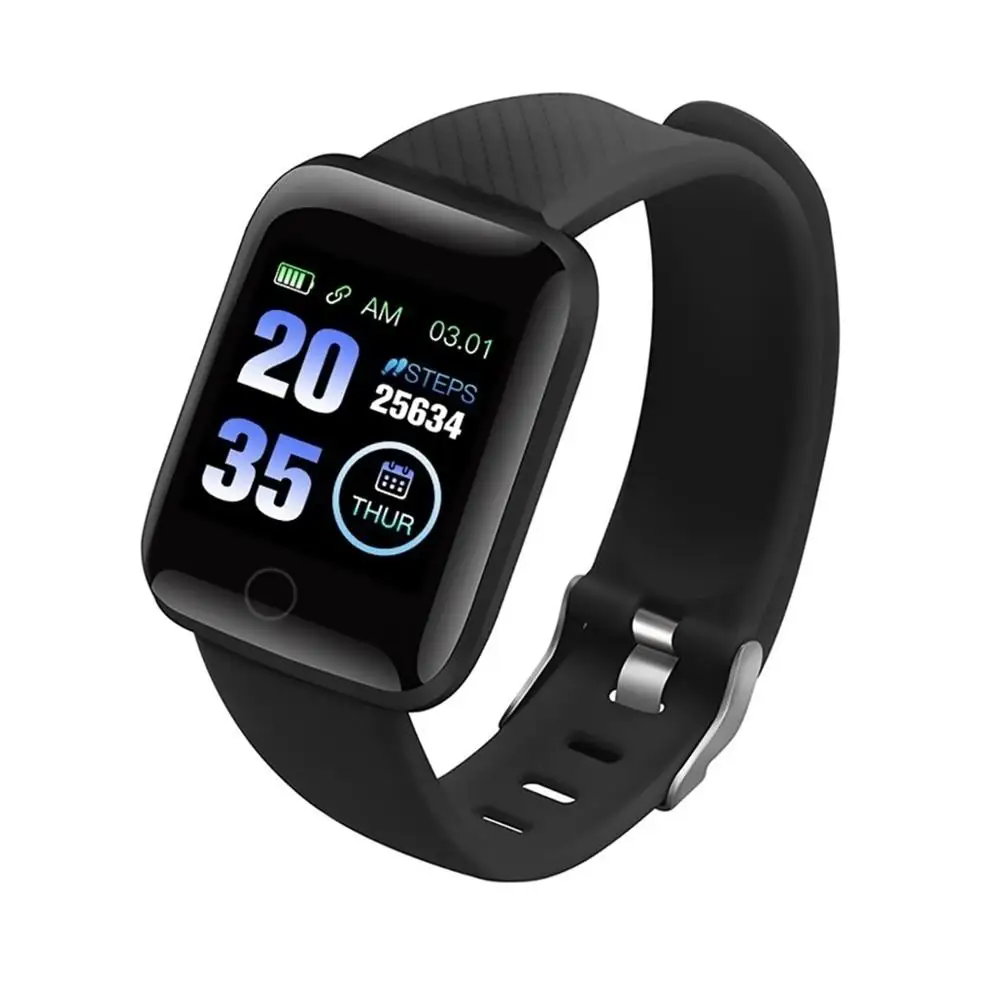 Bluetooth Смарт-часы спортивные USB перезаряжаемые пульсометр кислородный монитор давления сна наручные часы артериального давления носимые устройства - Цвет: black