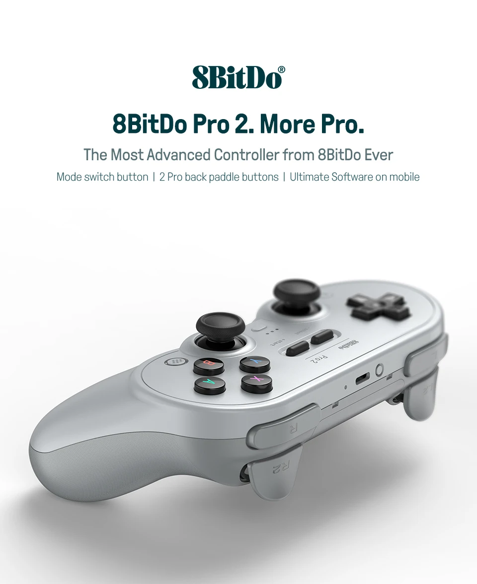 8BitDo Pro 2 Bluetooth Gamepad Controller with Joystick for Nintendo Switch, PC, macOS, Android, Steam & Raspberry Pi