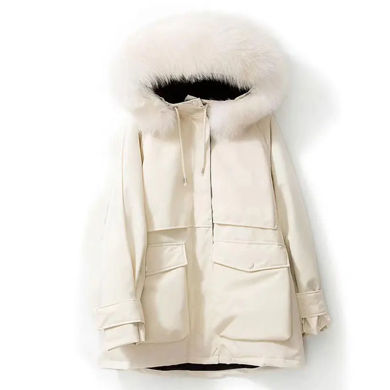 Lusumily, зимние женские пуховики и пальто, большой меховой капюшон-20 градусов, белый утиный пух, толстые парки, пояс, завязка, зимняя верхняя одежда