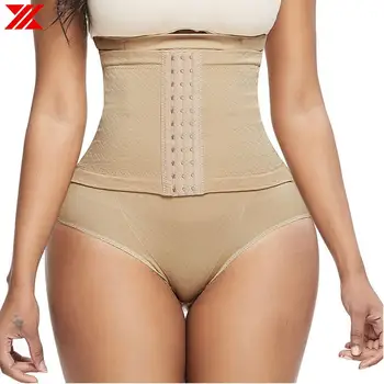 

HEXIN Women Sexy Lingerie Seamless High Waist Slimming Tummy Control Body Shapewear Control Panties Three Hook-and-Eye Closure